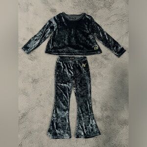 Navy velour flare leg sweatsuit